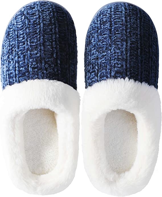 Essentials Women's Warm Cushioned Slippers for Indoor-blue